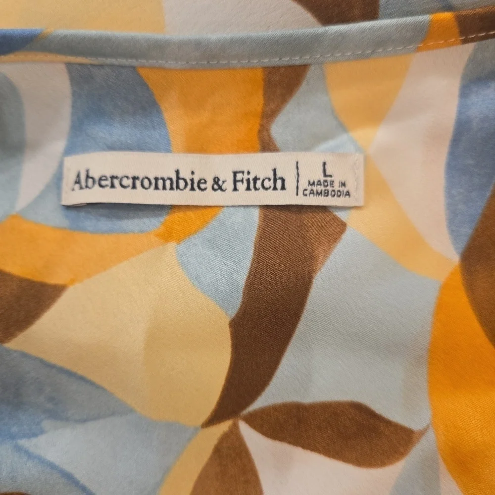 Abercrombie & Fitch Ruched Sleeveless Multicolor Maxi Slip Dress Size Large